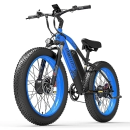Kinsella Bicicletas eléctrica Kinsella LANKELEISI MG740 Pius Bicicleta eléctrica Todoterreno de Doble Motor, batería de Litio 48V20ah, suspensión de Resorte de Aceite 26 x 4.0, Bicicleta de montaña eléctrica (Azul Negro)