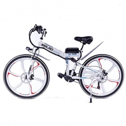 Knewss Bicicleta Knewss 26 Mx300 Bicicleta eléctrica Plegable Shimano 7 Speed ​​E-Bike 48v Batería de Litio 350w 13ah Motor Bicicleta eléctrica para Adultos-Blanco_36V350W10AH