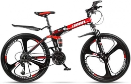 LAMTON Bicicleta LAMTON 26" Bicicletas de montaña Plegable Bici de la Ciudad con 24 Velocidad 3 Cortador de Rueda de 10 cm de Choque MTB absorcin de 165-185 Cm Adultos (Rojo)