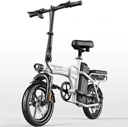 LAMTON Bicicleta LAMTON Bicicleta plegable elctrica de alta de acero al carbono ligero porttil E-bici 48V extrable de ion-litio de tres modos de trabajo de 14 pulgadas de la rueda delantera con la luz llevada for e
