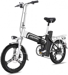LAMTON Bicicleta LAMTON Ligera plegable bicicleta elctrica de 16 pulgadas ruedas E-bici portable con el pedal 400W Power Assist aluminio de la bicicleta elctrica Velocidad mxima de hasta 25 mph, White-150To330Km, N