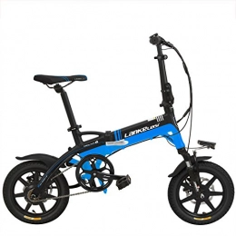 LANKELEISI Bicicleta LANKELEISI A6 Elite 14 Pulgadas Bicicleta elctrica Plegable, 36V 8.7Ah batera de Litio, Frenos de Disco, Asistente de Pedal de 5 Niveles, con Pantalla LCD (Azul Negro, Batera de Repuesto Plus 1)