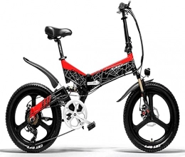oein Bicicleta LANKELEISI Bicicleta eléctrica, Bicicleta de montaña, Bicicleta eléctrica de Ciudad Plegable para Adultos 400w 48v batería de Litio Shimano Bicicleta eléctrica Multifuncional de 7 velocidades (Rojo)