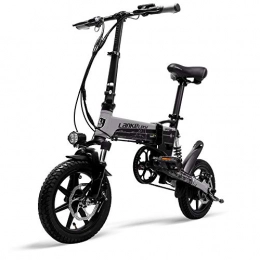 LANKELEISI Bicicleta LANKELEISI Mini Bicicleta elctrica Plegable G100, Bicicleta de Asistencia al Pedal de 14 Pulgadas, batera extrable 36V / 8.7A, Freno de Disco, llanta de aleacin de magnesio (Gris)