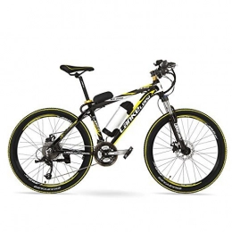 LANKELEISI Bicicletas eléctrica LANKELEISI MX2000 26"48V 10Ah Mountain Bike, Big Power Lithium Battery E Bike 27 velocidades, Freno de Disco, 30~40km / h (Amarillo Negro, Plus 1 batera ahorrada)