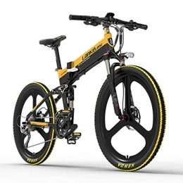 Sucfami Bicicletas eléctrica LANKELEISI T750 Bicicleta de montaña eléctrica plegable de 26 pulgadas para adultos, bicicleta eléctrica de 27 velocidades con batería extraíble, versión deportiva