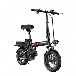 LOMJK 14"Bicicleta eléctrica de montaña para Adultos, Batería eléctrica eléctrica para Adultos 350W 46V 7.5AH Batería de Iones de Litio, Viaje en Bicicleta al Aire Libre para Adolescentes, Negro