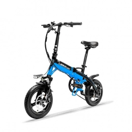 LUO Bicicletas eléctrica LUO Bicicleta Eléctrica Mini Bicicleta Plegable Portátil E, Bicicleta Eléctrica de 14 Pulgadas, Motor 36V 350W, Llanta de Aleación de Magnesio, Horquilla de Suspensión, Azul Negro