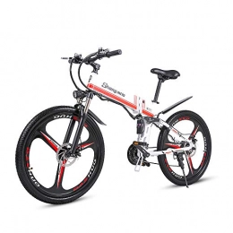 sheng milo Bicicleta M80 Bicicleta electrica 48V250W S-h-i-m-a-n-o 21 EBike portátil Plegable para desplazamientos y Ocio Suspensión Delantera Delantera Asistente de Pedal Bicicleta Unisex (Blanco)