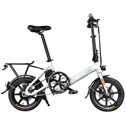 FFF-HAT Bicicletas eléctrica Mini bicicleta eléctrica de 14 pulgadas, batería de movilidad para adultos, bicicleta asistida de velocidad variable, duración de la batería 7.5Ah / 36V 65 km, batería de litio, plegable, blanco / n