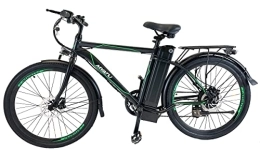 VANKEL Bicicleta MYATU - Bicicleta eléctrica para ciudad, 26 pulgadas, con cambio Shimano de 6 marchas, motor de 250 W, batería de iones de litio de 36 V 12, 5 Ah, 25 km / h, para hombre y mujer, color negro