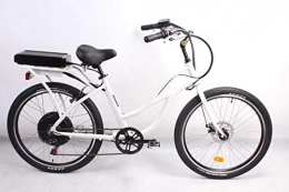 movable Bicicleta móvil 500W 48V 10.4AH Bicicleta eléctrica 26'x2.125 Bike Cruiser 7 Speed Shimano Desviador Snow Beach eBike Bicicleta Sistema de Freno de Disco mecánico para Mujer (Blanco)