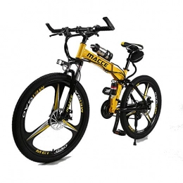  Bicicletas eléctrica NA - Bicicleta eléctrica plegable para adultos, 250 W, 26 pulgadas, con batería de iones de litio de 36 V, 6, 8 Ah, cambio de 21 velocidades, color amarillo, tamaño large, tamaño de rueda 26.0