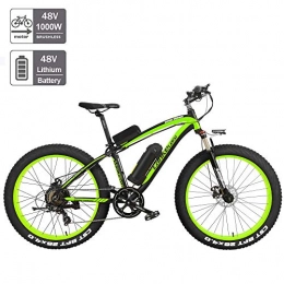 Nbrand Bicicletas eléctrica Nbrand 26" Bicicleta eléctrica Bicicleta de Nieve Fat Bike, Bicicleta montaña de 26 * 4.0 Fat Tire, Horquilla de suspensión bloqueable, 3 Modos de conducción (Green, 1000W 17Ah)