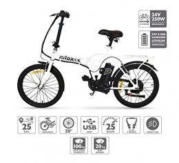 Nilox Bicicletas eléctrica Nilox E Bike 24 V 14 P-X1 Bicicleta Eléctrica, Unisex Adulto, Blanco, 53 x 148 x 103