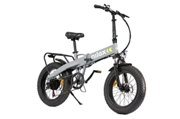 Nilox Bicicletas eléctrica Nilox, E-Bike J4 Plus, Bicicleta eléctrica con pedaleo asistido, 70 km autonomía, hasta 25 km / h, alta velocidad 36 V 250 W, batería extraíble 36 V 13 Ah, ruedas gordas de 20", frenos de disco dobles