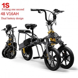 NRWZM Bicicleta Elctrica Plegable Ligera, Triciclo Elctrico para Adultos, Batera De Litio 48V16AH, Puede Conducir 80-100 Km (Gris)