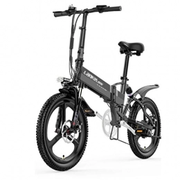 NYPB Bicicletas eléctrica NYPB Bicicleta Eléctrica Plegable para Adultos, 350W Motor 25 km / h 48V 10.4Ah Batería de Litio con Freno de Disco Asiento Ajustable, con Pedales Suspensión Completa, Black Grey, 48V 10.4AH