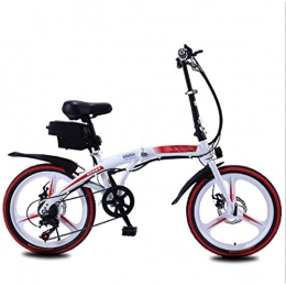 NYPB Bicicletas eléctrica NYPB Bicicleta eléctrica Plegable para Adultos, Urbana de 20'' Ebike Motor sin escobillas de 250 W Batería de Litio extraíble Engranaje de 7 velocidades Freno de Disco Doble Unisex (White Red 8A)