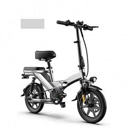 NYPB Bicicletas eléctrica NYPB Bicicleta Eléctrica Plegable para Mujer, 14? Mini E-Bike Marco Engrosado Motor de Alta Velocidad 48V350W Batería Extraíble Oculta con Soporte para Teléfono Móvil USB (Silver-20AH)