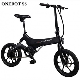 OUXI Bicicleta ONEBOT S6 Bicicleta Electrica Neumticos de 16 Pulgadas, Bici Electrica Plegable para Adultos con Batera de Litio de 250 W y 6.4 Ah, Velocidad Mxima de la Bicicleta Urbana de 25 km / h-Negro