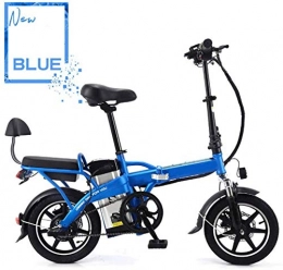LKLKLK Bicicleta Plegable Bicicleta Elctrica con Extrable De Gran Capacidad De 48V 22Ah De Iones De Litio, 14 Pulgadas De E-Bici LED De Luz De Bicicletas 3 Modos De Conduccin, Azul