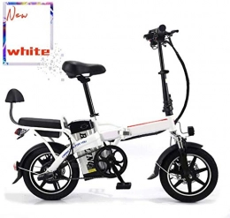 LKLKLK Bicicleta Plegable Bicicleta Elctrica con Extrable De Gran Capacidad De 48V 22Ah De Iones De Litio, 14 Pulgadas De E-Bici LED De Luz De Bicicletas 3 Modos De Conduccin, Blanco