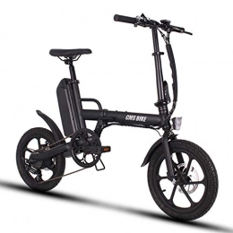 QGUO Bicicleta QGUO Bicicleta Eléctrica Plegable E-Bike con Motor de 250W Velocidad Máxima 25Km / h Bicicleta Eléctrica 13Ah Batería Neumáticos de 16", 3 Modos de Conducción, Negro