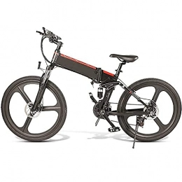 QTQZ Bicicleta QTQZ Bicicleta de montaña eléctrica Multiusos Bicicletas eléctricas portátiles Adultos Rueda Plegable Ebike 350W Aluminio Bicicleta eléctrica extraíble 48V 10Ah Batería de Iones de Litio 21 veloc