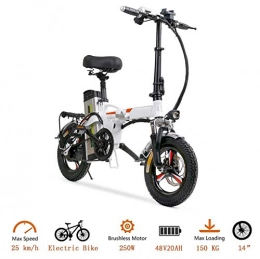 QUETAZHI Bicicletas eléctrica QUETAZHI Plegable portátil de Bicicleta eléctrica, Bicicleta eléctrica de 14 Pulgadas Neumáticos 400W máximo 35 km / H E Adultos de la Bicicleta QU526 (Color : White)