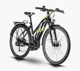 R Raymon Bicicleta R Raymon TourRay E 4.0 - Bicicleta eléctrica de trekking, color negro, verde y gris brillante., tamaño 28" Damen Trapez 52cm, tamaño de rueda 28.00