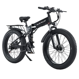 R5 Bicicleta Eléctrica Plegable de 26 Pulgadas, 48 V/12,8 Ah, Batería Desmontable, Shimano 21 Velocidades, Freno Hidráulico, Adecuado para Estatura 165 – 190 cm, Cambio Automático. E-Bike (Negro)