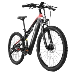 RANDRIDE YG90 - Bicicleta eléctrica de 27,5 pulgadas, batería de 48 V, 17 Ah, con pedaleo asistido de 21 velocidades, freno de disco hidráulico, marco de aleación de aluminio (YG90/negro)