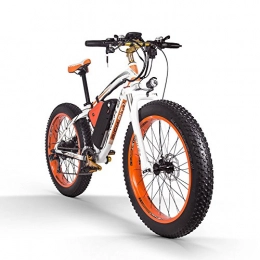 RICH BIT Bicicletas eléctrica RICH BIT Bicicleta eléctrica para Hombres Adultos Big Tire Ebike 26"4.0, Potente Motor de 1000W, Snowbike con batería reemplazable 48V * 17Ah (Naranja Blanca)