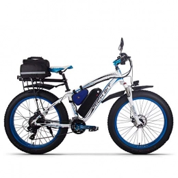 RICH BIT Bicicletas eléctrica RICH BIT Bicicleta eléctrica TOP-022 1000W 26 Pulgadas neumático Gordo eléctrico Bicicleta de Nieve 48V * 17Ah batería de Iones de Litio Beach Mountain Ebike (Blanco Azul)