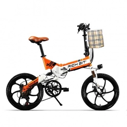 RICH BIT Bicicletas eléctrica RICH BIT Bicicleta eléctrica TOP-730 48V 250W 8Ah 20 Pulgadas Bicicleta eléctrica Plegable Freno de Disco Doble (Naranja Blanco)