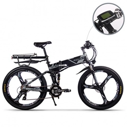 RICH BIT Bicicletas eléctrica RICH BIT Elctrico Bicicleta Actualizado RT860 36V 12.8Ah recargable de litio de una bicicleta plegable bicicleta MTB montaña bike 17 * 26 Shimano 21 velocidades bicicleta inteligente e bike gris
