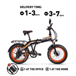 RICH BIT Bicicletas eléctrica RICH BIT RT016 48V * 500 vatios Bicicleta elctrica Bicicleta de montaña Bicicleta Plegable de 20 Pulgadas 9.6 Ah LG batera de Litio 4.0 Pulgadas Fat Tire Bicicleta (Orange)