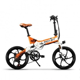 RICH BIT Bicicletas eléctrica RICH BIT ZDC RT-730 LCD ebike Plegable Bicicleta eléctrica de 20 Pulgadas 48v 8ah batería Oculta Libre de impuestos (White-Orange)