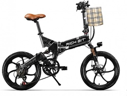 cysum Bicicleta RT-730 Bicicleta eléctrica Plegable 20 Pulgadas Bicicleta eléctrica 48v 8ah batería Oculta (Negro)
