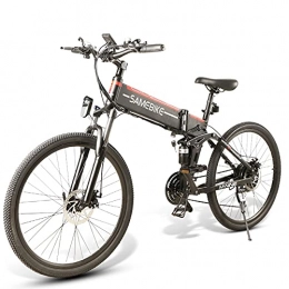 Samebike Bicicletas eléctrica SAMEBIKE Bicicleta de montaña 26 Pulgadas Bicicletas eléctricas Plegables 500W, 48V10AH batería extraíble, Marco de aleación de Aluminio, Shimano 21 Velocidad, E-MTB para Hombres Adultos, Negro