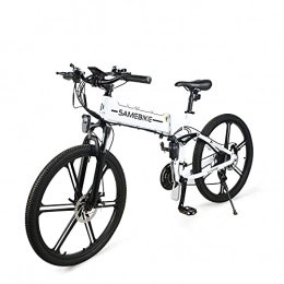 Samebike Bicicleta SAMEBIKE Bicicleta de montaña eléctrica de 26 Pulgadas con Motor de 500 W, Bicicletas eléctricas Campo a través Plegables, Marco de aleación de Aluminio, Velocidad máxima 35 km / h, Carga 330 Libras, Blanco