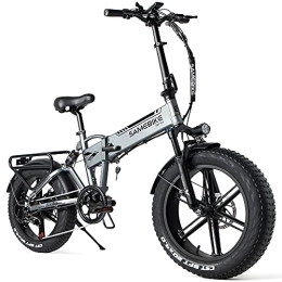 Samebike Bicicletas eléctrica SAMEBIKE Bicicleta eléctrica 20 / '' Fatbike Bicicleta Montaña Plegable Ebike, 48 V10.4 Ah, Pedal Assist, Shimano 7 Vel, para Adolescentes y Adultos, Gris