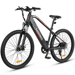 Samebike Bicicleta SAMEBIKE Bicicleta eléctrica 27.5 Pulgadas 48V / 10.4Ah batería, Shimano 7 Vel, Pedal Assist, Se Puede configurar la contraseña en la Pantalla，Alcance de hasta 35-90 km, Adultos Urbana City E-Bike(Negro)