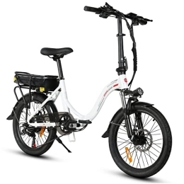 Samebike Bicicleta SAMEBIKE Bicicleta Eléctrica De 20" Bicicleta Eléctrica Plegable para Adultos, E Bicicleta Plegable 36V12AH Batería Extensible, Bicicleta Eléctrica Plegable para Shimano 7 Velocidad Portátil (Blanco)