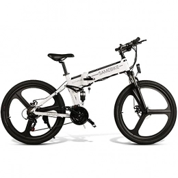 Samebike Bicicletas eléctrica SAMEBIKE Bicicleta eléctrica de montaña plegable de 26 pulgadas, 48 V, 10 Ah, 350 W, con medidor LCD, 40 – 70 km para adultos, hombres y mujeres (blanco y negro)