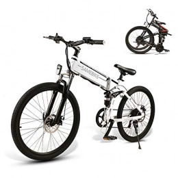 Samebike Bicicletas eléctrica SAMEBIKE Bicicletas eléctricas con neumáticos de 26 Pulgadas Bicicletas eléctricas de montaña Plegables 48V 500W para Adultos (Blanco)