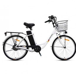 AI CHEN Bicicleta señoras Bicicletas eléctricas 24 Pulgadas batería de Litio Bicicleta cómoda Bicicleta de la Ciudad con Cesta Bicicletas híbridas impulsar Hombres y Mujeres portátiles Pedal Bikes 36V10.4AH