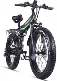 sheng milo Bicicletas eléctrica Sheng Milo Beach Bicicleta eléctrica 26 Pulgadas 1000W Crucero Todoterreno Carreras de montaña 21 velocidades 4.0 neumático Gordo Moto de Nieve Doble Amortiguador (Verde)
