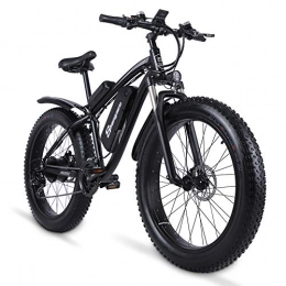Brogtorl Bicicletas eléctrica Shengmaile-mx02s 26 Pulgadas 48V 1000W Bicicleta eléctrica neumático Gordo batería de Litio Freno de Disco hidráulico (Negro, Agrega una batería Extra)